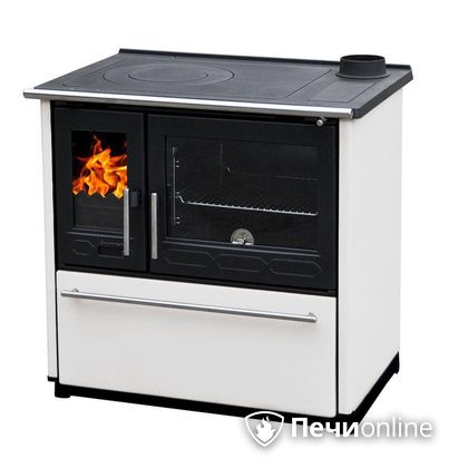 Отопительная печь Plamen 850 Glas белая труба справа в Златоусте