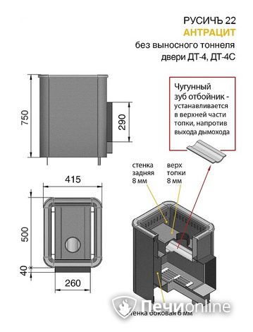 Дровяные печи-каменки Везувий Русичъ Антрацит 22 (ДТ-4) без выноса в Златоусте