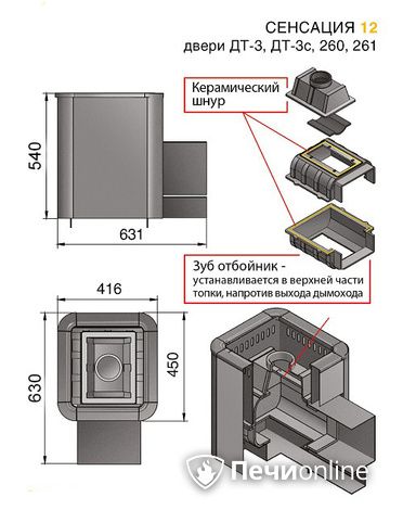 Дровяные печи-каменки Везувий Сенсация 12 Антрацит (ДТ-3С) в Златоусте