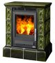 Печь-камин ABX Helvetia KPI, кафельный цоколь, каф.верх. плита, зеленая