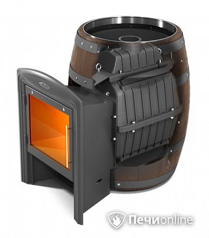 Дровяная банная печь TMF Вариата Cast Витра Баррель палисандр в Златоусте