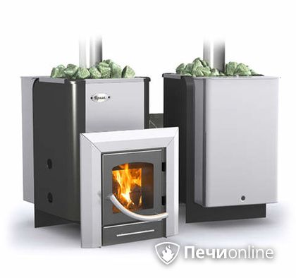 Дровяная банная печь Ермак Элит 16-ПС стекло нержавеющая сталь регулируемый тоннель в Златоусте