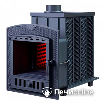 Дровяная банная печь Гефест 25 (П) чугунная дверца с панорамным стеклом в Златоусте