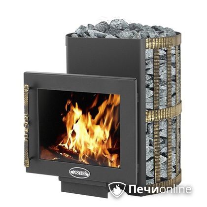 Дровяная банная печь Везувий Скиф Ковка 16 Панорама в Златоусте