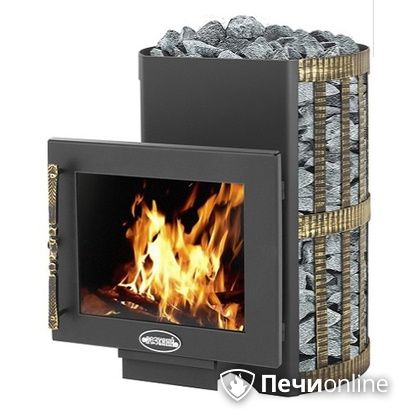 Дровяная банная печь Везувий Скиф Ковка 22 Панорама в Златоусте