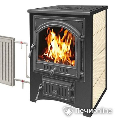 Печь-камин Везувий ПК-01(205) с плитой и теплообменником бежевый в Златоусте