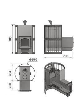 Дровяная банная печь Везувий Скиф Стандарт (ДТ-4С) с парогенератором в Златоусте