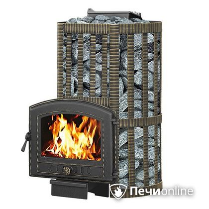 Дровяные печи-каменки Везувий Ураган Ковка 22 (224) с закрытой каменкой чугун в Златоусте