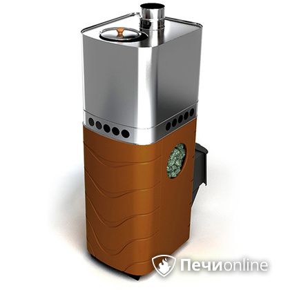 Дровяная банная печь TMF Бирюса 2013 Carbon терракота с закрытой каменкой в Златоусте