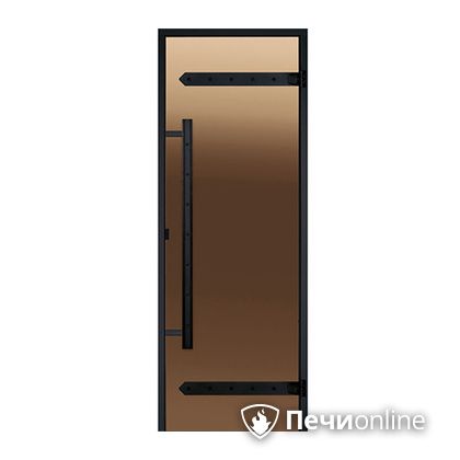 Дверь для бани Harvia Стеклянная дверь для сауны LEGEND 7/19 черная коробка сосна бронза  D71901МL в Златоусте